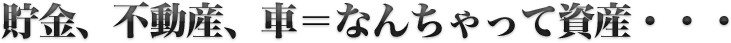 貯金、不動産、車＝なんちゃって資産・・・