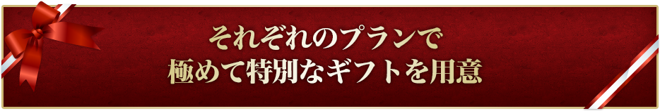 それぞれのプランで極めて特別なギフトを用意